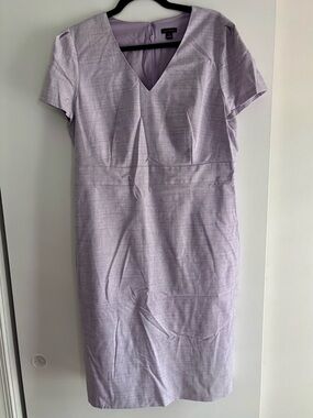 Ann Taylor Lavender V-Neck Midi Sheath Dress